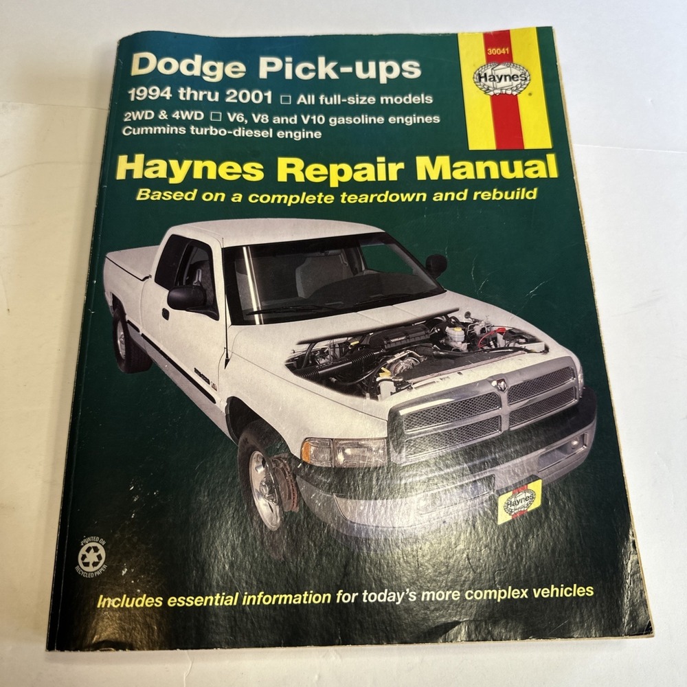 Haynes 30041 Manual 1994-2001 Dodge Fullsize Pickups V6 V8 V10 Gas Deisel 2/4WD